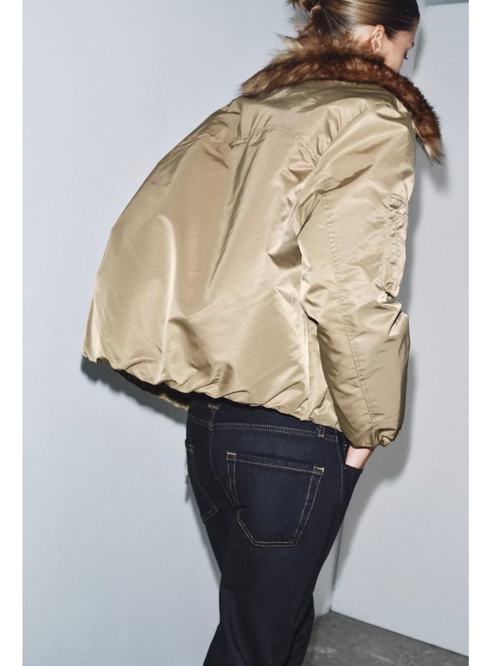 ZW collection Zara suni kurk yakalı bomber ceket - Görsel 4