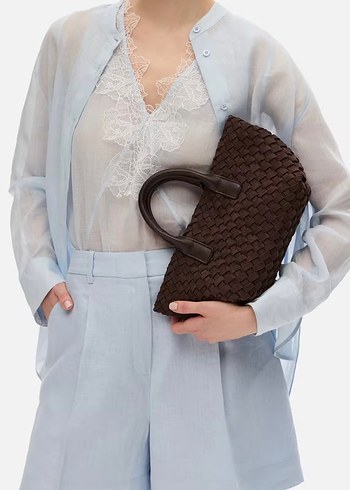 İpekyol örgü dokulu kahverengi  Süet Kadın Çanta - Görsel 2