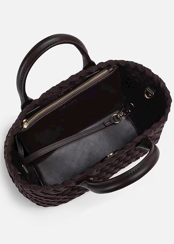 İpekyol örgü dokulu kahverengi  Süet Kadın Çanta - Görsel 4