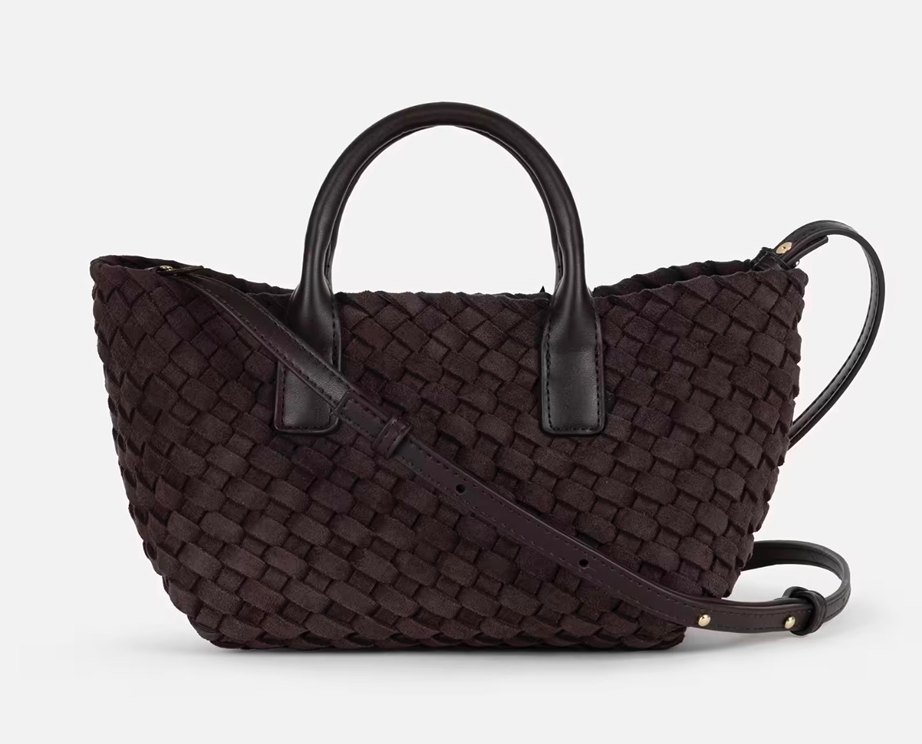 İpekyol örgü dokulu kahverengi  Süet Kadın Çanta - Görsel 5