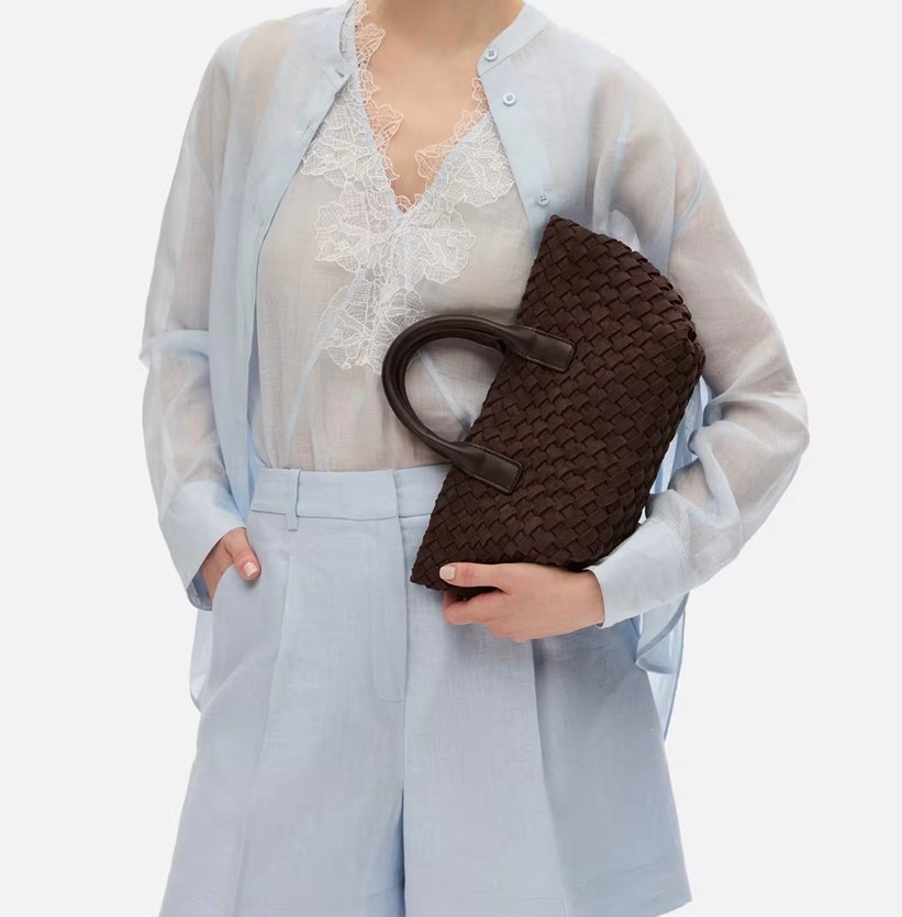 İpekyol örgü dokulu kahverengi  Süet Kadın Çanta - Görsel 2