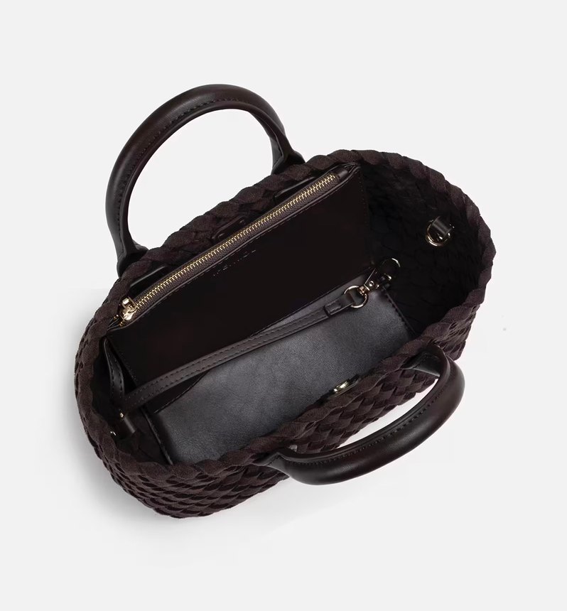 İpekyol örgü dokulu kahverengi  Süet Kadın Çanta - Görsel 4