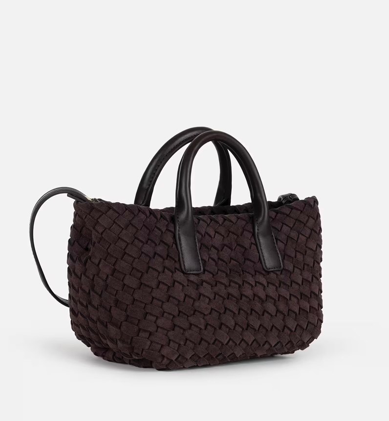 İpekyol örgü dokulu kahverengi  Süet Kadın Çanta - Görsel 3