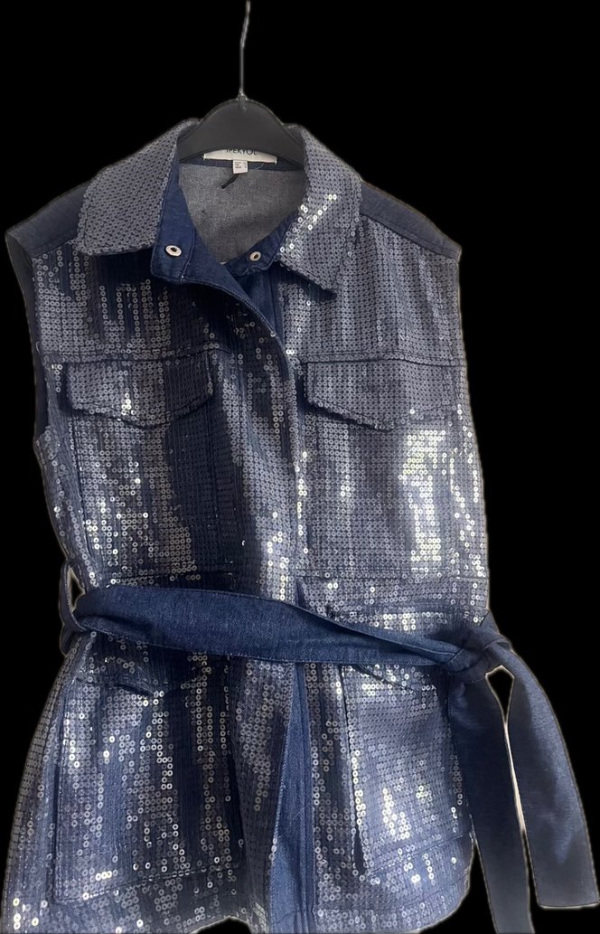 İpekyol pullu payetli kuşaklı yelek ceket - Görsel 2