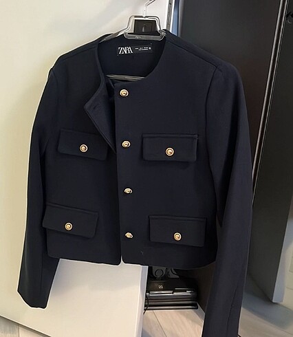 Zara gold düğmeli lacivert chanel model ceket