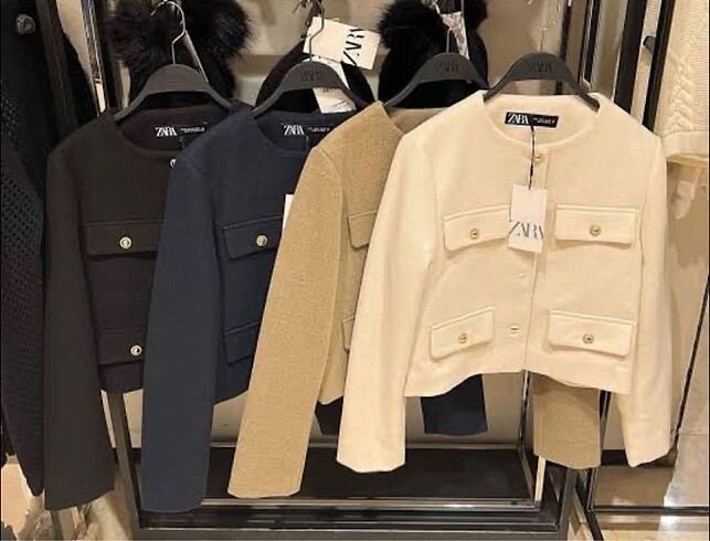 Zara Zara gold düğmeli lacivert chanel model ceket