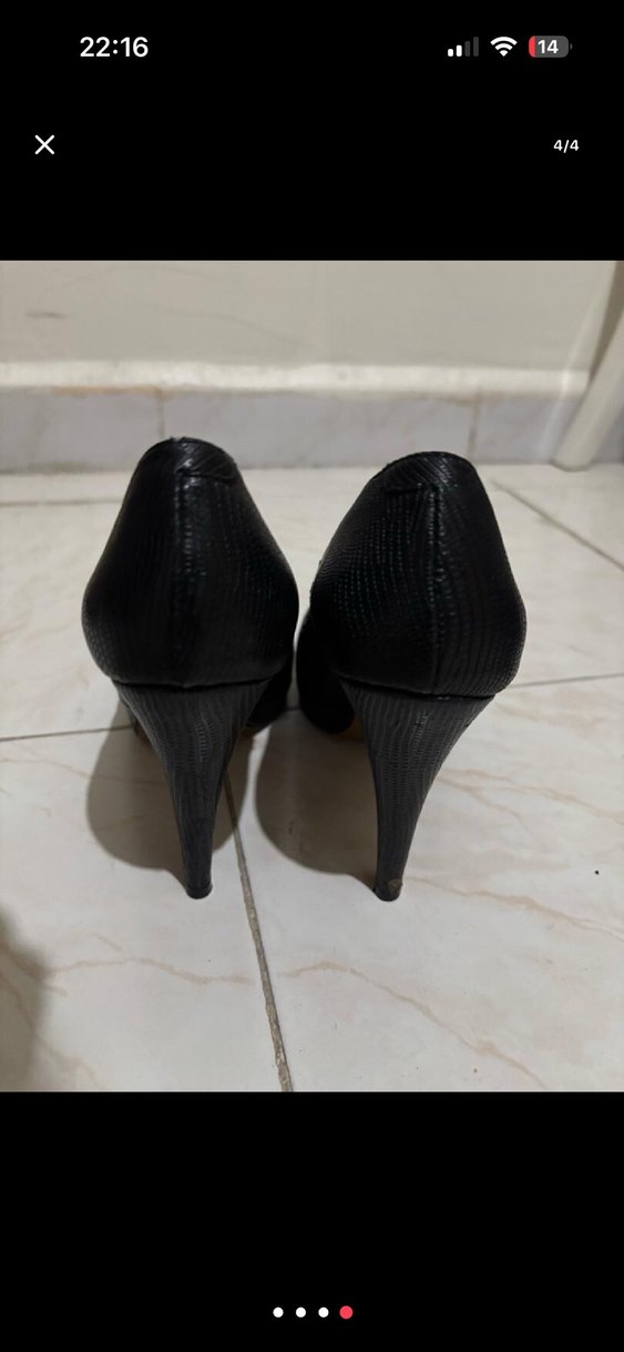 Tergan Siyah Yılan Desenli Topuklu Kadın Ayakkabı - Görsel 4