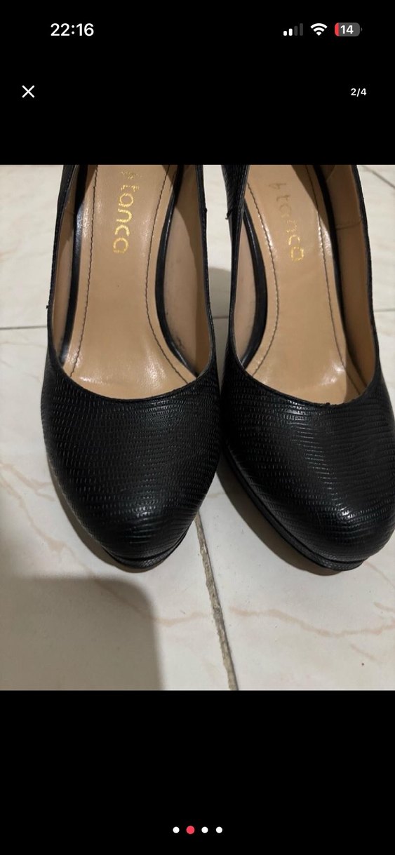 Tergan Siyah Yılan Desenli Topuklu Kadın Ayakkabı - Görsel 3