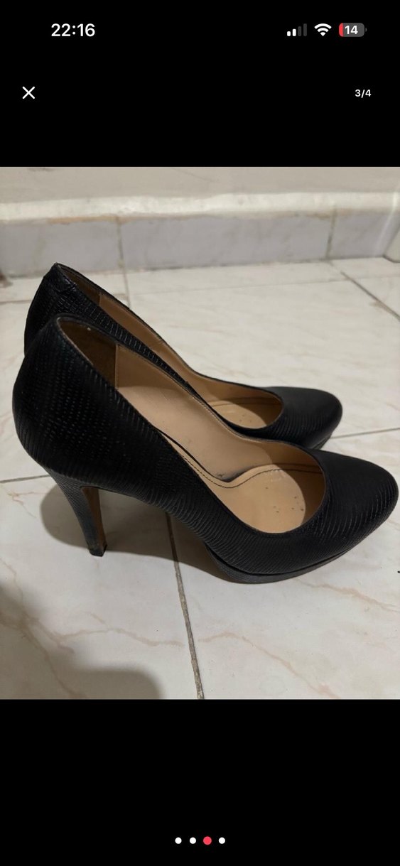 Tergan Siyah Yılan Desenli Topuklu Kadın Ayakkabı - Görsel 2