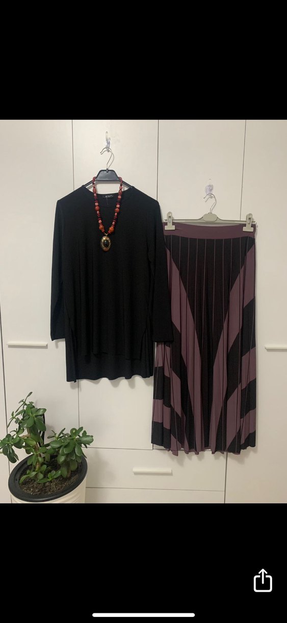 Mor Zebra Desenli Pilili Uzun Etek - Görsel 4