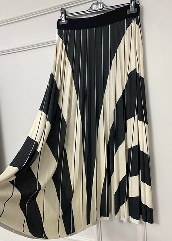 Kahverengi Desenli Pilili Uzun Etek - Görsel 7