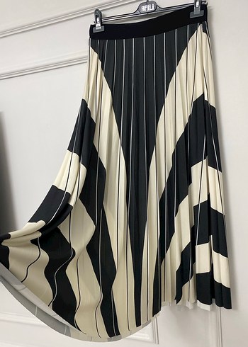 Kahverengi Desenli Pilili Uzun Etek - Görsel 6