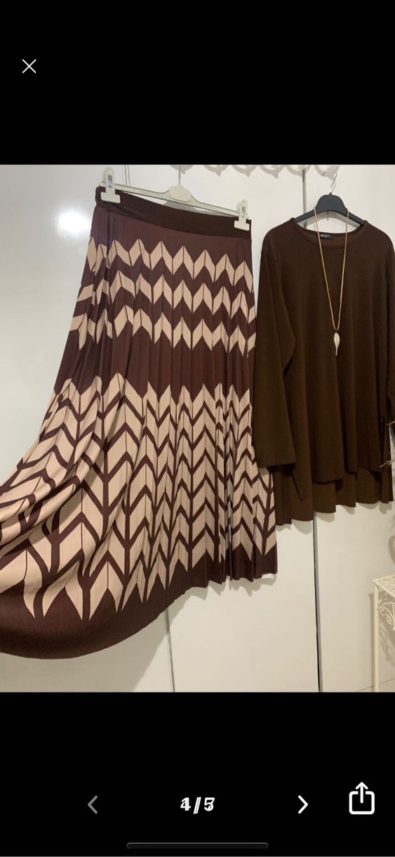 Kahverengi Uzun Kollu Bohem Kadın Tunik - Görsel 2