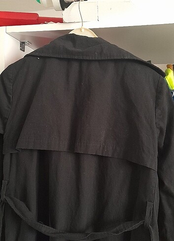 m Beden Siyah Uzun Trenchcoat