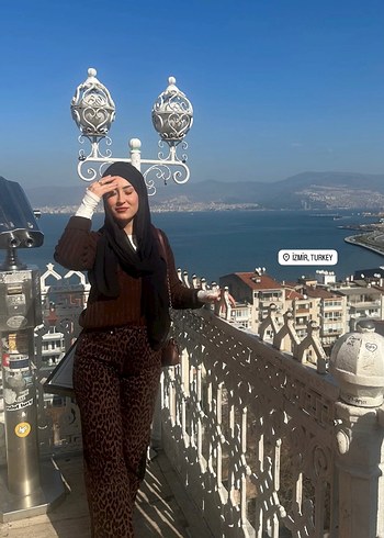 V Yaka Örgü Kahverengi Kadın Kazak - Görsel 8