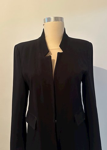 Siyah Uzun Kadın Blazer Ceket - Görsel 7