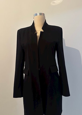 Siyah Uzun Kadın Blazer Ceket - Görsel 8