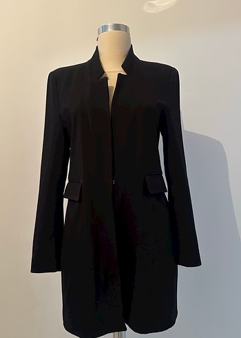 Siyah Uzun Kadın Blazer Ceket - Görsel 4