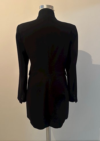 Siyah Uzun Kadın Blazer Ceket - Görsel 13