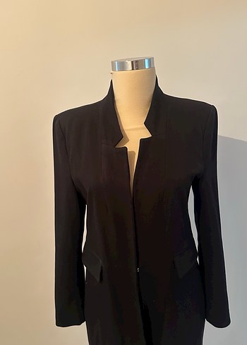 Siyah Uzun Kadın Blazer Ceket - Görsel 11