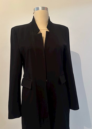 Siyah Uzun Kadın Blazer Ceket - Görsel 2