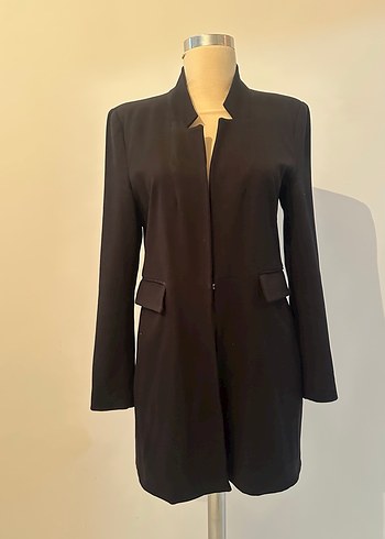 Siyah Uzun Kadın Blazer Ceket - Görsel 5