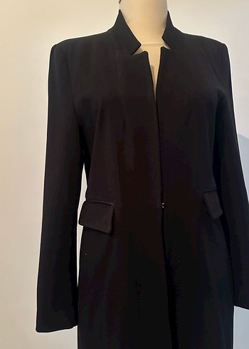 Siyah Uzun Kadın Blazer Ceket - Görsel 6