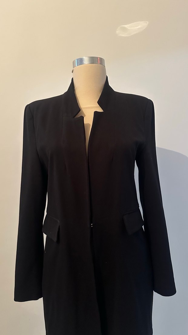 Siyah Uzun Kadın Blazer Ceket - Görsel 3