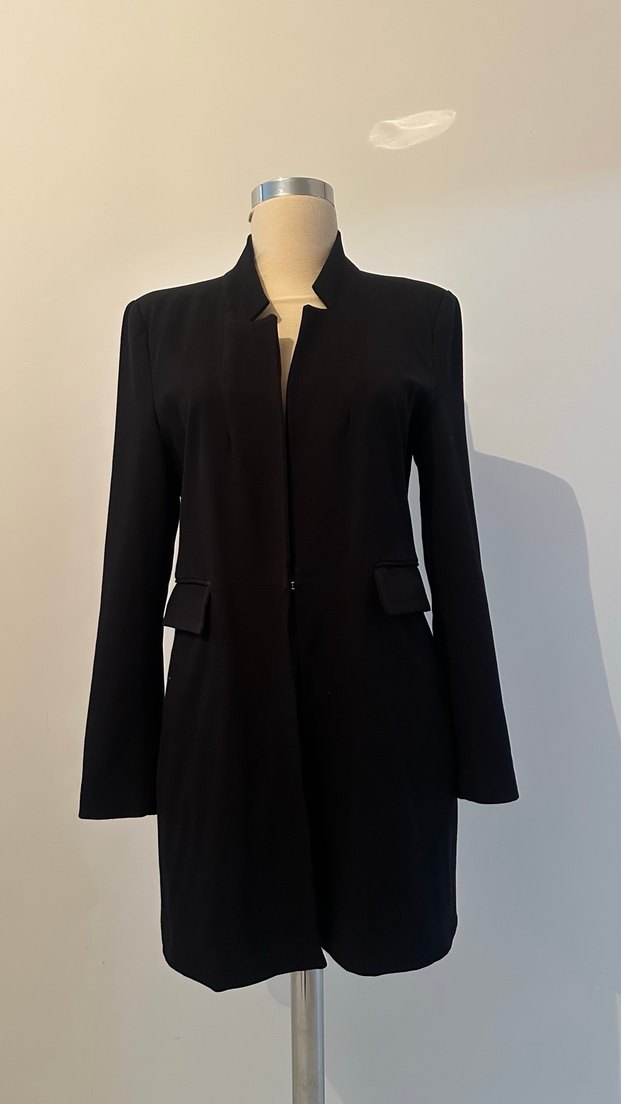 Siyah Uzun Kadın Blazer Ceket - Görsel 4