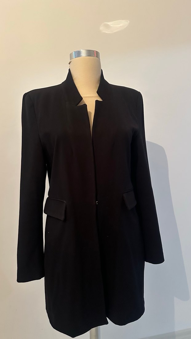 Siyah Uzun Kadın Blazer Ceket - Görsel 2