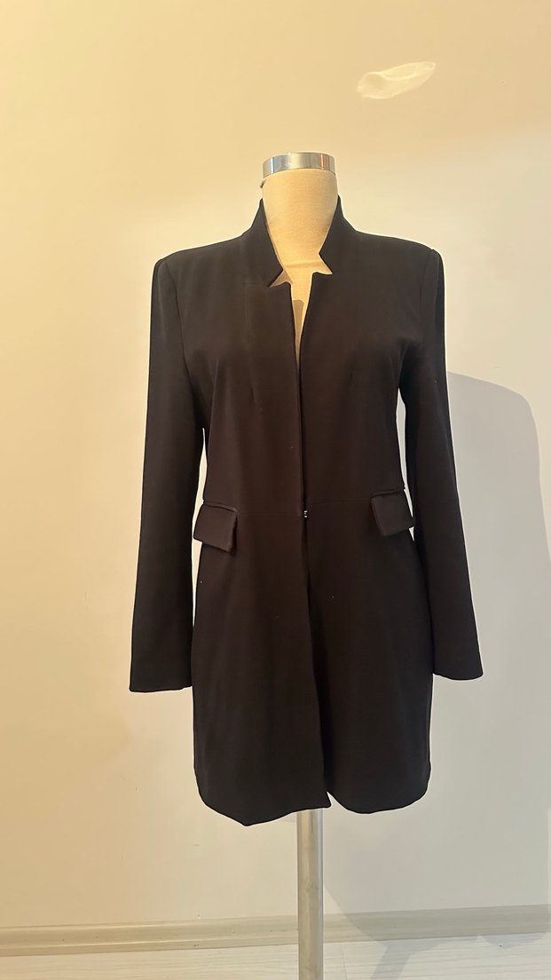 Siyah Uzun Kadın Blazer Ceket - Görsel 5