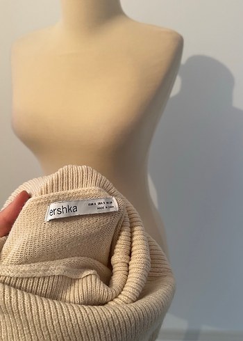 Bej Kadın Yün Boğazlı Örgü Kazak - Görsel 8