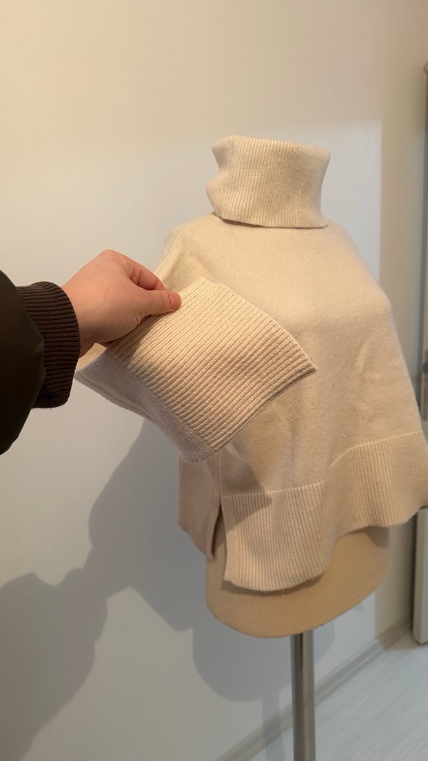 Bej Kadın Yün Boğazlı Örgü Kazak - Görsel 3