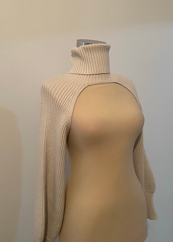 Bej Boğazlı Triko Kadın Kazak - Görsel 2