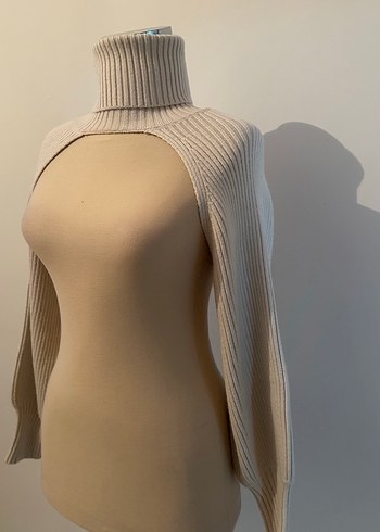 Bej Boğazlı Triko Kadın Kazak - Görsel 6