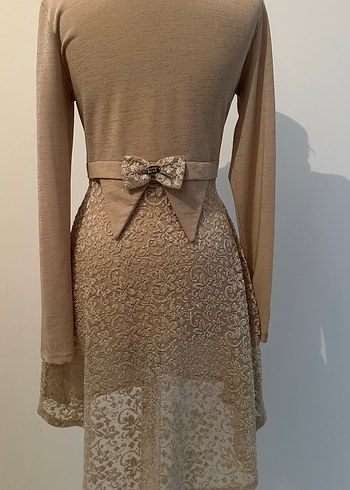 Bej Uzun Kollu Kuşaklı Kadın Hırka - Görsel 2