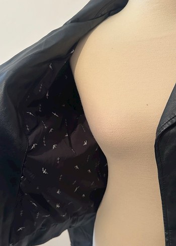 Siyah Deri Biker Ceket Kadın - Görsel 2