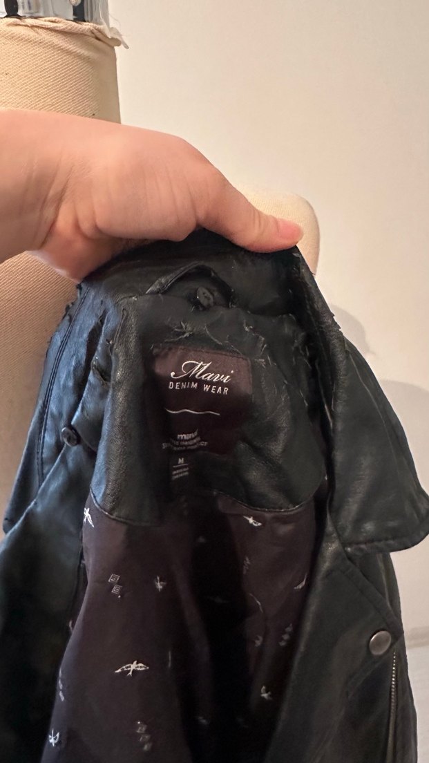 Siyah Deri Biker Ceket Kadın - Görsel 5