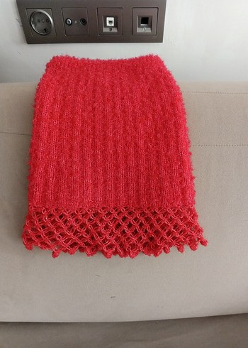 Kırmızı Örgü Kız etek - Görsel 3