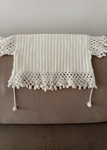 Kız Çocuk Beyaz Örgü Bohem Bolero - Görsel 2