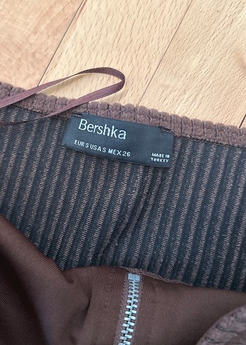 Bershka Kahverengi Süet Fermuarlı Straplez Mini Büstiyer