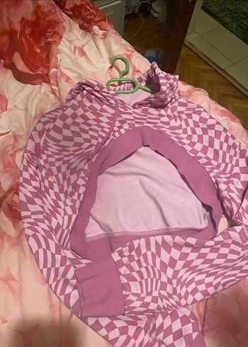 Pembe dama desenlu Sweatshirt