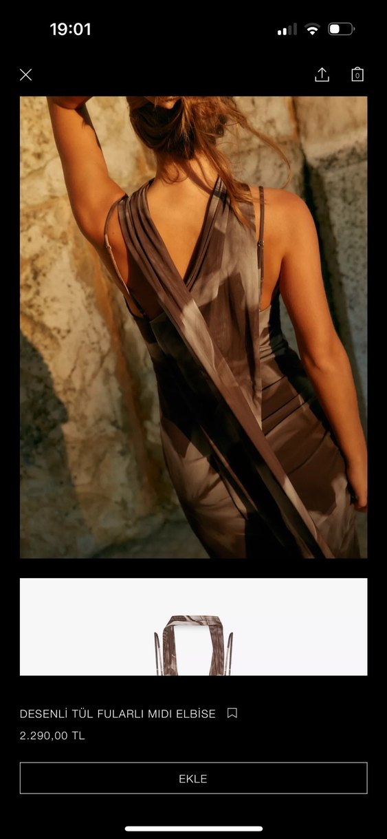 Drapeli Kahverengi Uzun Askılı Elbise - Görsel 2