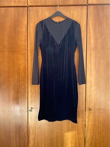 MNG Suit şık kadife tül detaylı elbise - Görsel 2