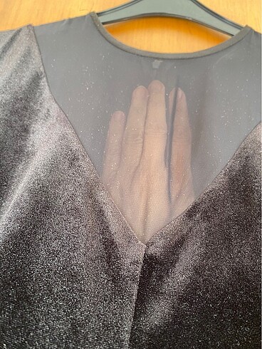 MNG Suit şık kadife tül detaylı elbise - Görsel 4