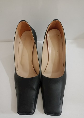 Siyah Kadın küt burun vintage ayakkabı - Görsel 3