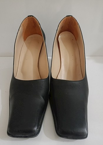 Siyah Kadın küt burun vintage ayakkabı - Görsel 4