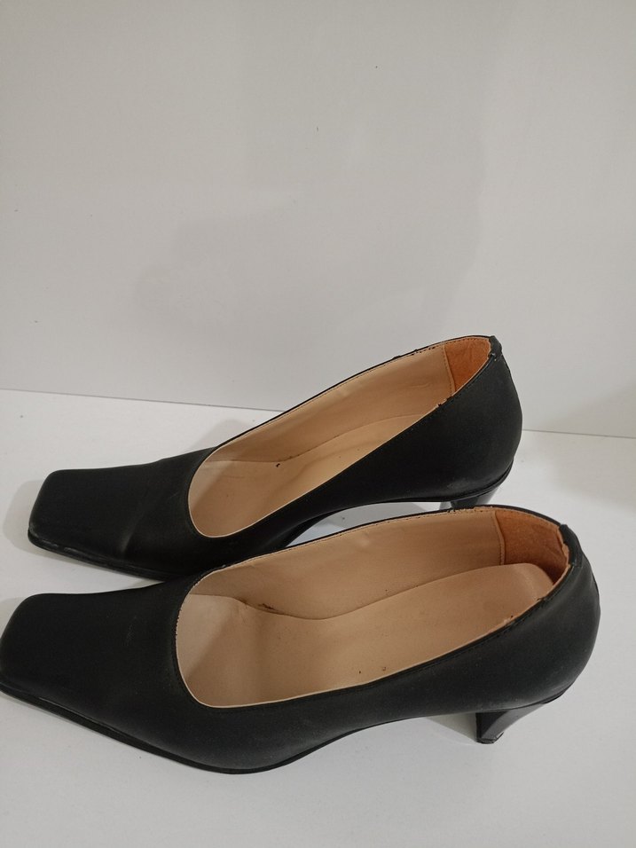 Siyah Kadın küt burun vintage ayakkabı - Görsel 2