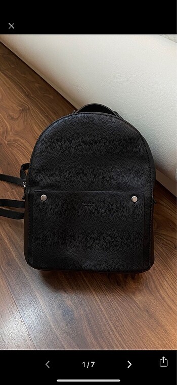 Pull&Bear kadın siyah deri sırt çantası mini boy