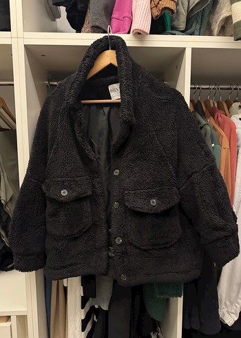 Dilvin Siyah Peluş Kadın Midi Mont